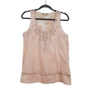 Forever 21 Lace Tank Top Womans Size L Cream Boho Cotton Lightweight